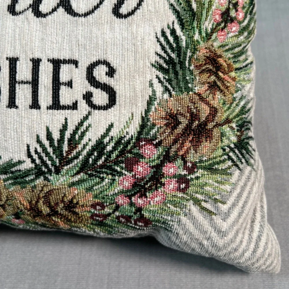 Warm Winter Wishes Tapestry Pillow Cabin Lodge Christmas Holiday Decor (#2)
